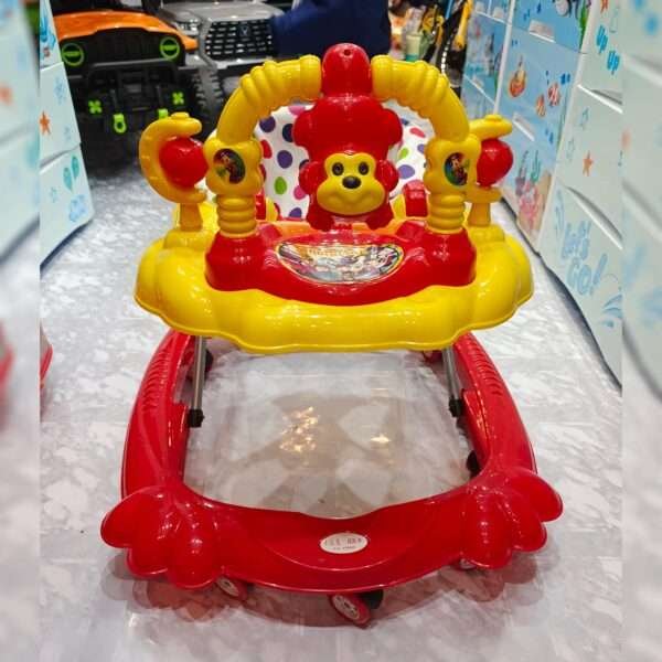 Baby Walker With U Shape Toys Hanger In Red Colour With 12 Tyres